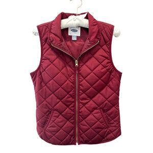 OLD NAVY | Red Burgundy Quilted Zip Puffer Vest | Size XS